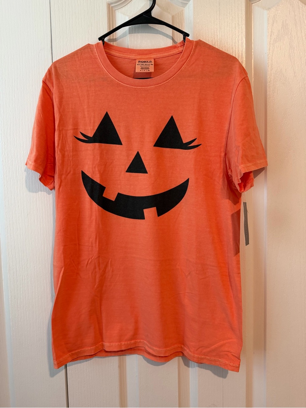 Orange Halloween Pumpkin Face Crewneck T-Shirt
